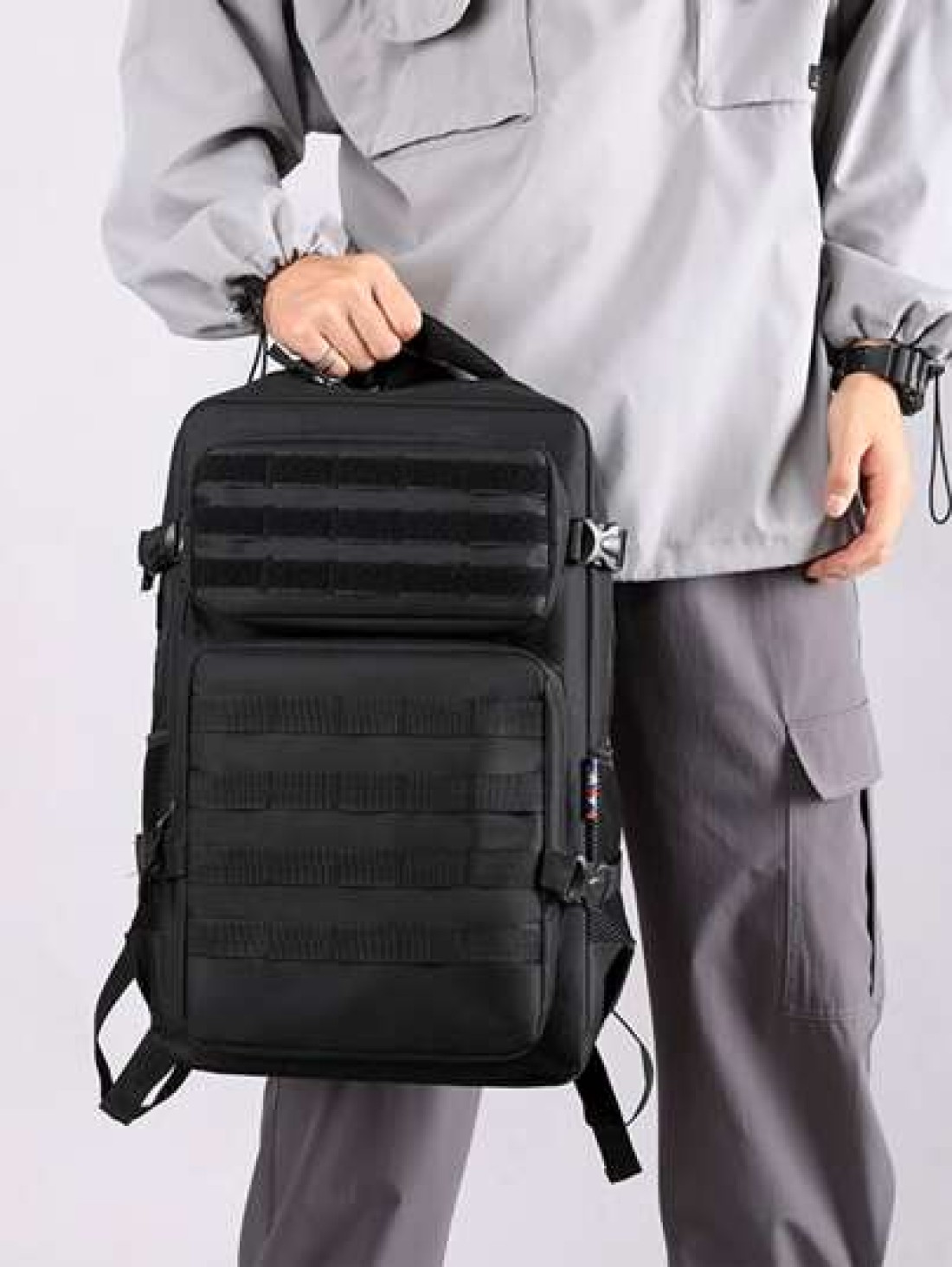 17 Inch Men Release Buckle Decor Camping Bag School Bag School Bags Schoolbag Backpack Daypack Laptop Bag Computer Bag Book Bag Rucksack Shoulder Bag Sport Bag College Bag Teenagers Freshmen Winter Ch