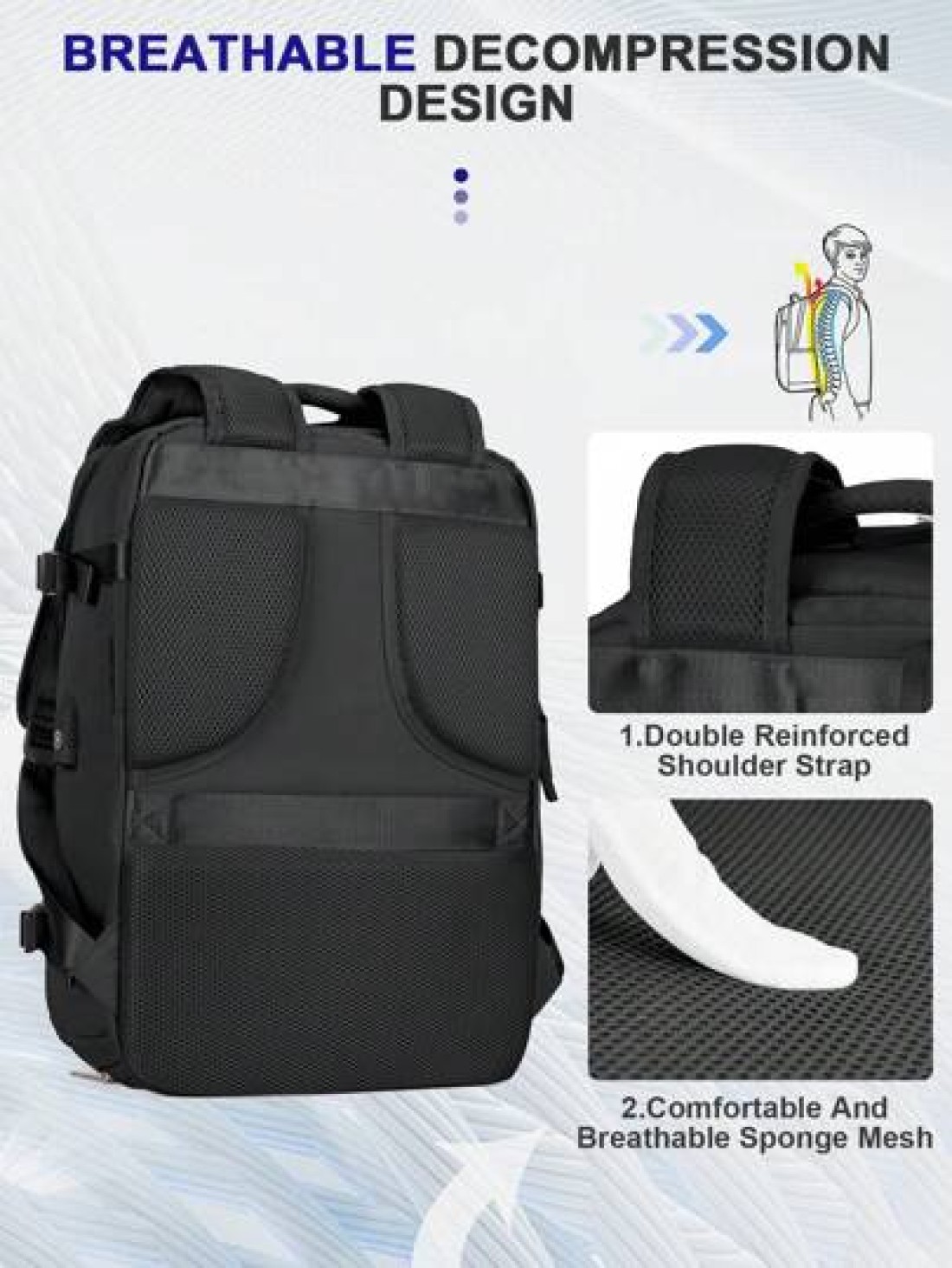 Floless Travel Backpack Work Bag Carry On Hand Luggage Water Resistant Business Large Daypack Weekender Bag Slim Laptop Backpack With USB Charging Port College Bag Computer Bag Gifts Fits 15 6 Inch No