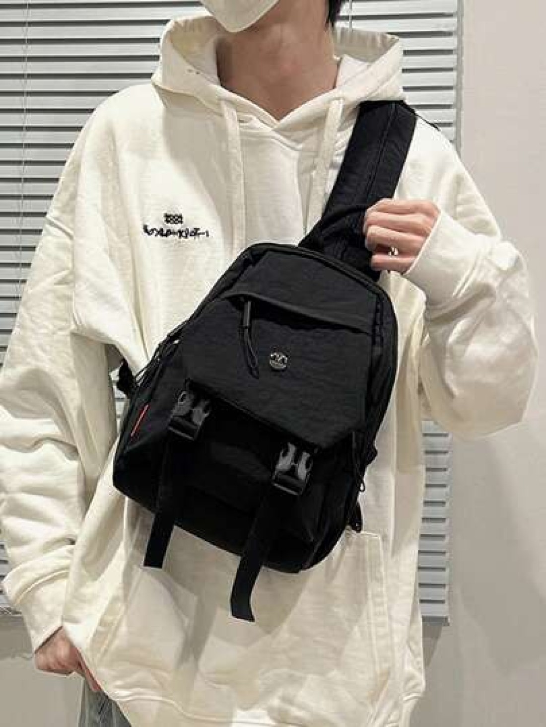 Solid Color Nylon Mini Backpack Unisex Multipurpose Handheld Shoulder Bag Suitable For College Students Zipper Closure Daily Wear