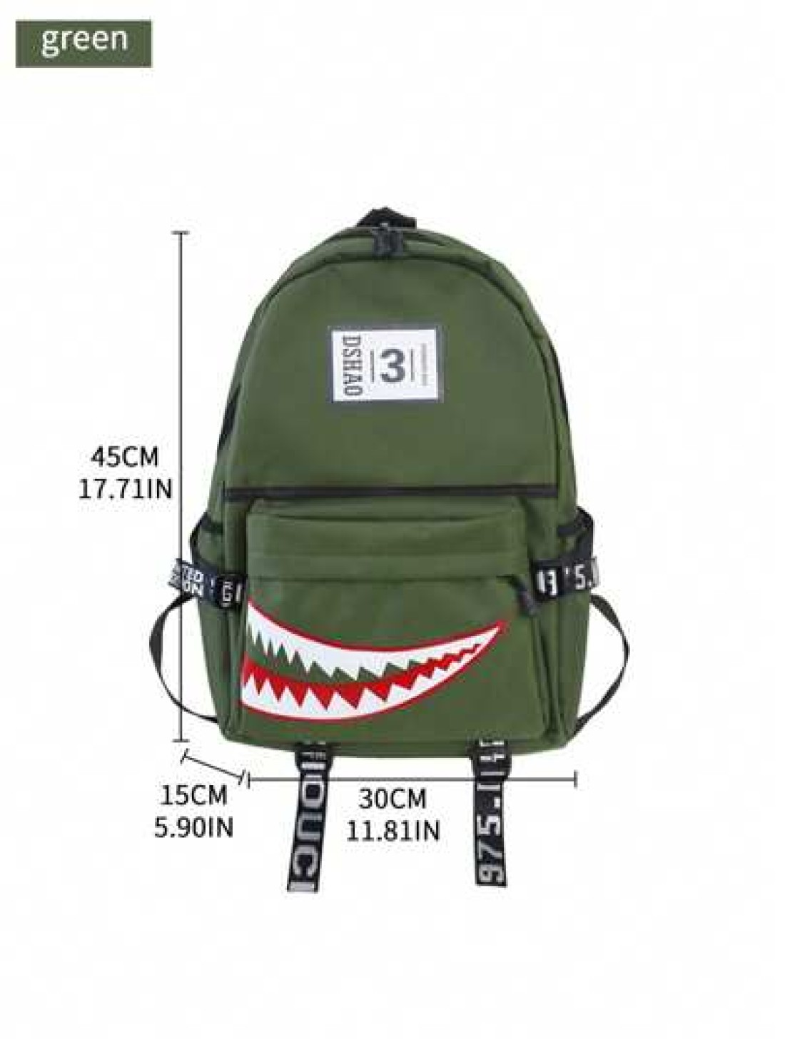 Street Fashion New Backpack Creative Large Shark Design Korean Style For High School College Students Casual Rucksack All Straps And Prints Letters Are Random School Backpack