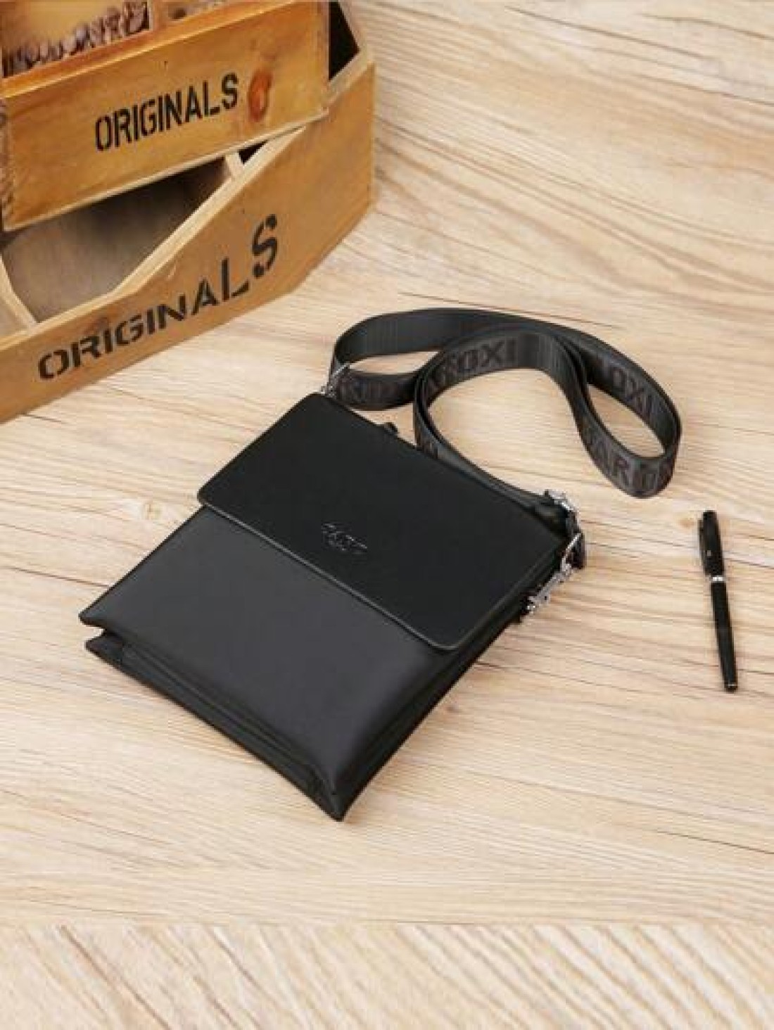 saroxi 1pc Fashion New Men Shoulder Bag Crossbody Bag Multi Layer Slim High End Black Outdoor Men s Sling Bag Male Side Pocket Square Pack Multifunctional Scratch Resistant Suitable For Commuting PU L