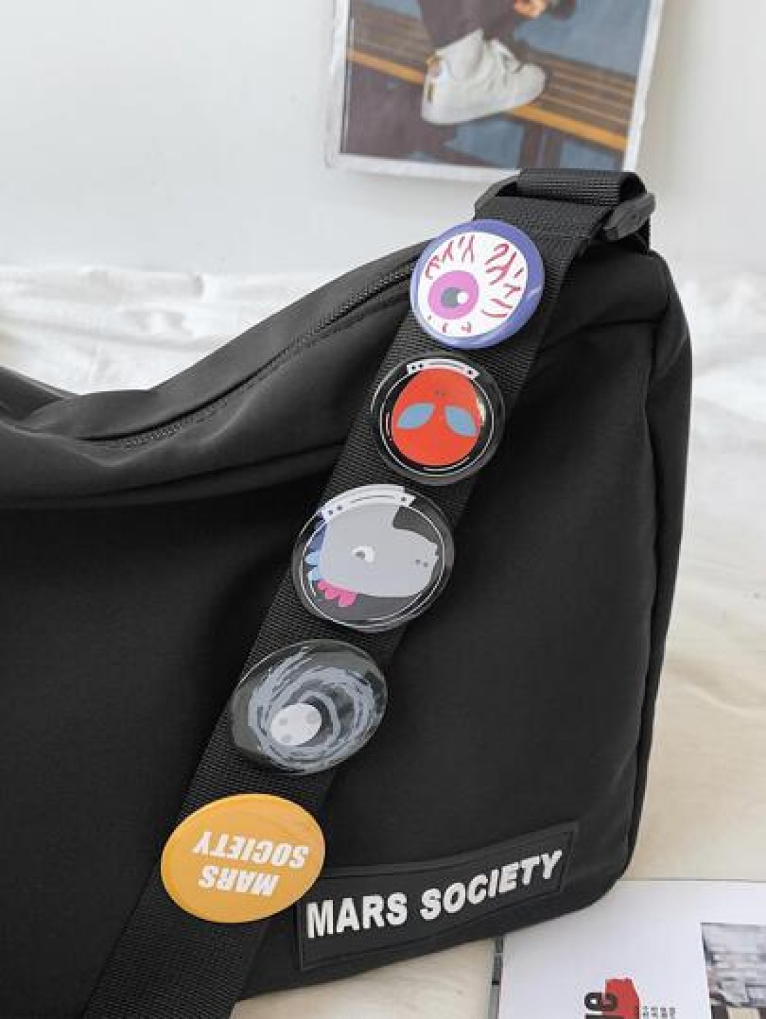Men s Casual Versatile Water Proof Nylon Material Cartoon Pendant With Shoulder Diagonal Shoulder Bag And Complimentary Badge Crossbody Bag Sling Bag For Holiday Summer Multi Functional School Bag Stu