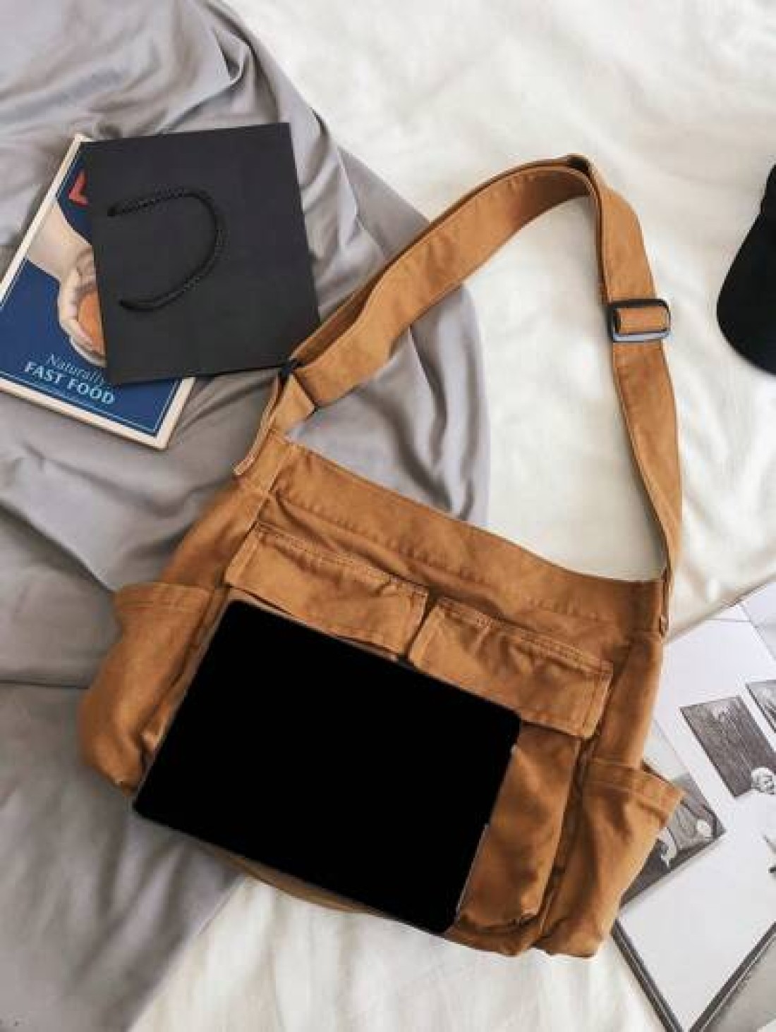 peach tree 1pc Men s Casual Shoulder Bag Messenger Bag Crossbody Bag Daily Use Mini Nylon Waterproof Sling Bag Multifunctional Outdoor Bag Simple Elegant Black Gift For Men Dad Boyfriend Students Larg