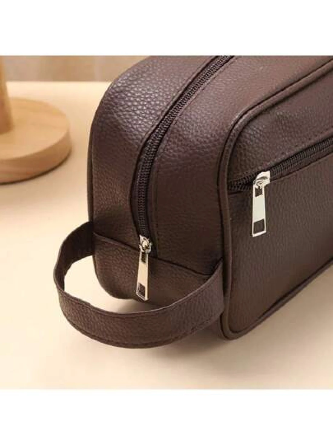 Men Waterproof Travel Toiletries Storage Bag PVC Lychee Pattern Cosmetic Bag Portable Makeup Organizer Male Zipper Handbags