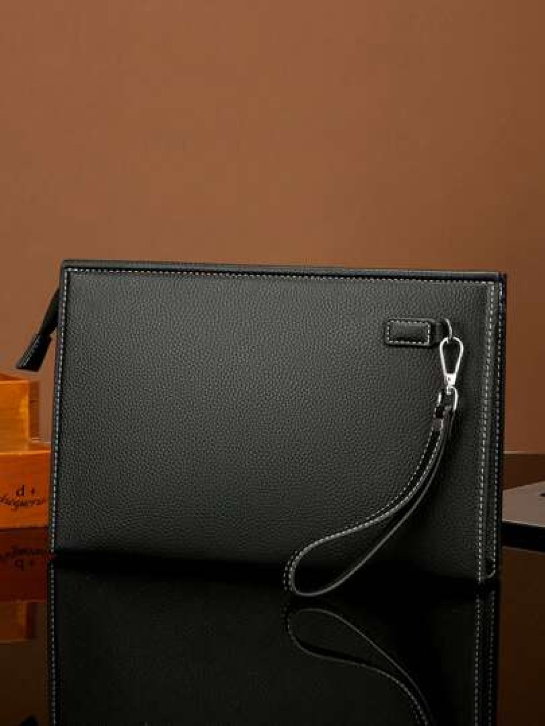 gorchis New Style Men s Clutch Bag Black Toiletry Bag Large Capacity Business Hand Carry Bag Simple Versatile PU Leather Underarm Envelope Bag With Multi Card Slots Fashion Man Bag