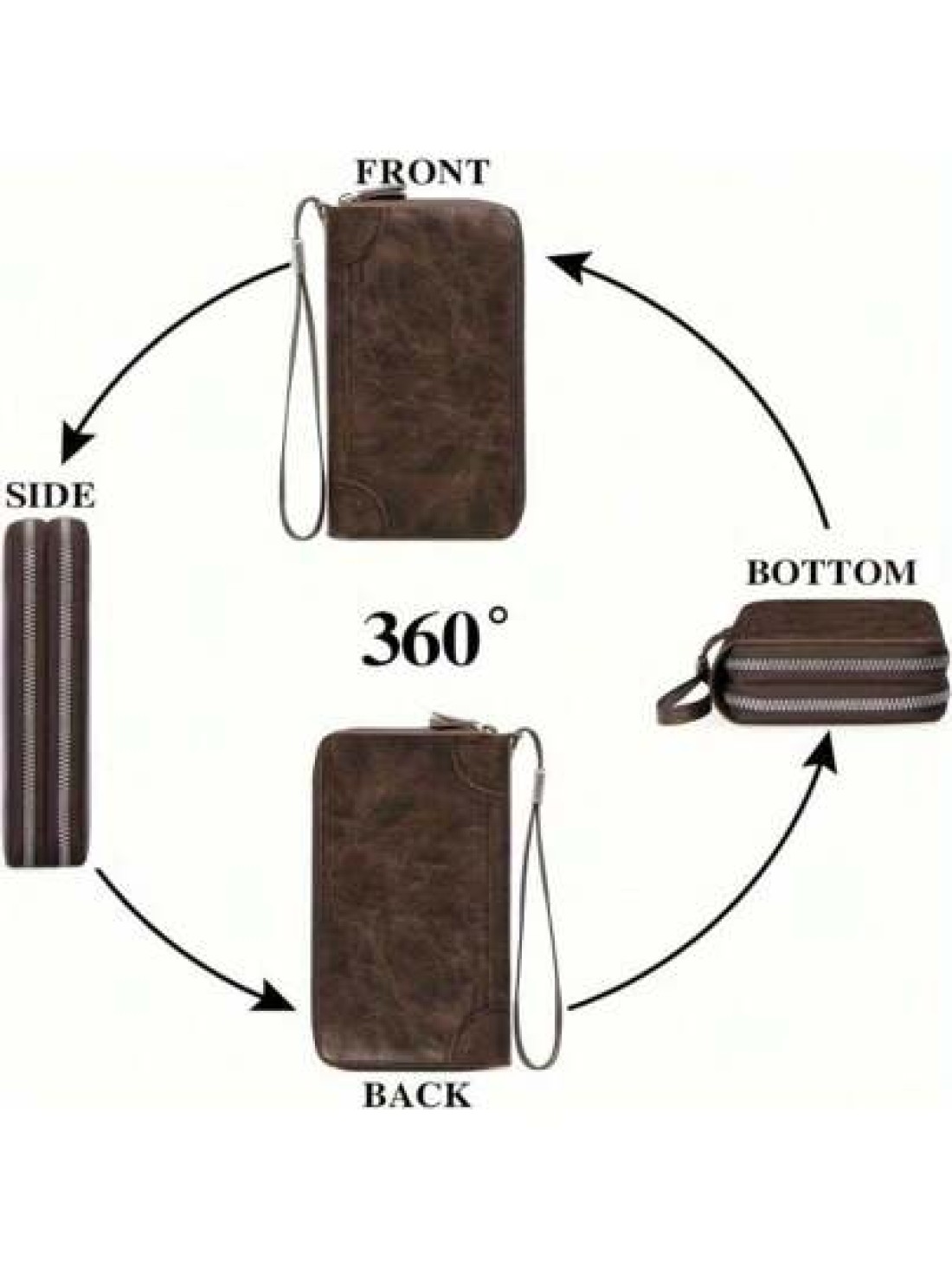 Hot New Retro Large PU Leather Wallet Double Zipper Clutch Long Leather Phone Purse Business Hand Clutch Bag Card Holder Travel Must Haves Wristlet Wallet Purse Essential Items Men Christmas Gifts Gif