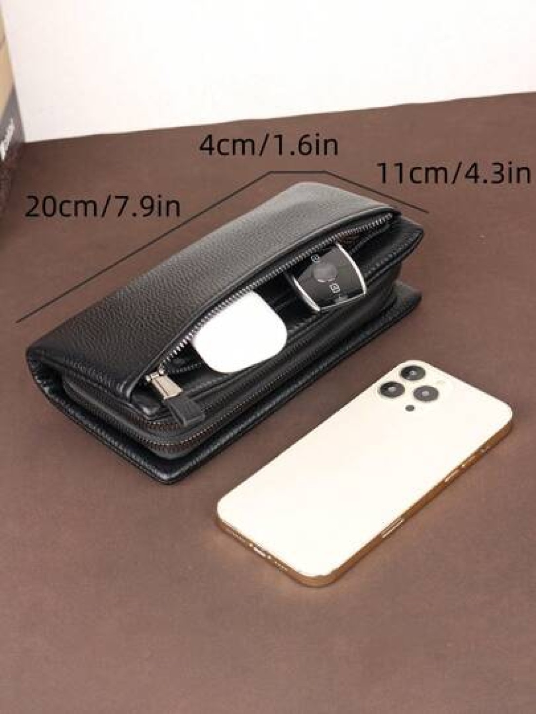 HOVI S Classic Solid Color Retro Clutch Bag Simple Business Large Capacity Lightweight Waterproof Men s Daily Commuting Mobile Phone Bag