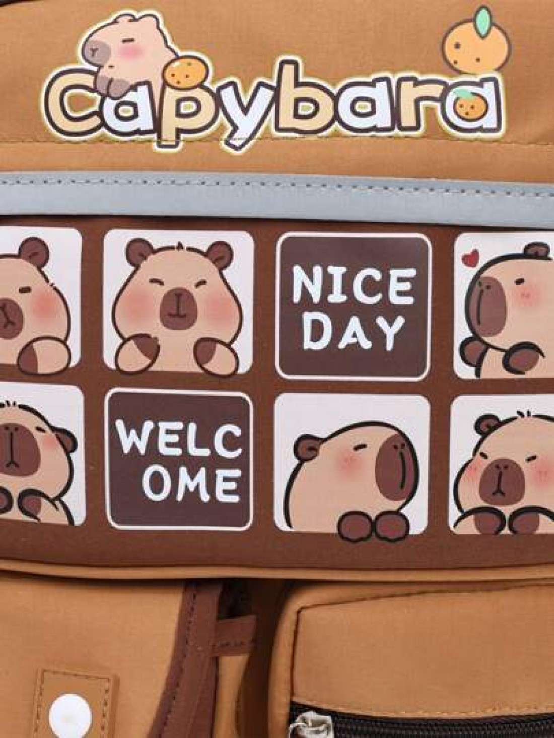 1 Cute Giant Kapibara Pattern Contrast Color Backpack Suitable For Teenagers Large Capacity Lively Student Bag With Multiple Pockets Fashion School Bag Handbag Personalized Lightweight School Backpack