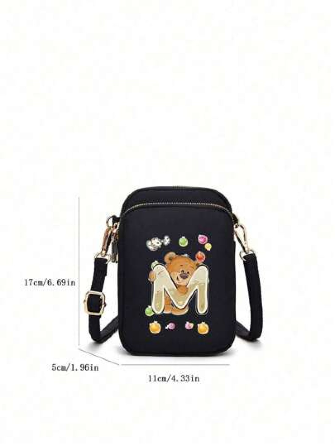 1pc Stylish And Simple Straddle Walk Mini Bag Bear Ko U Wood Printed Coin Wallet With Mobile Phone Pocket Casual Trip Back To School Gift
