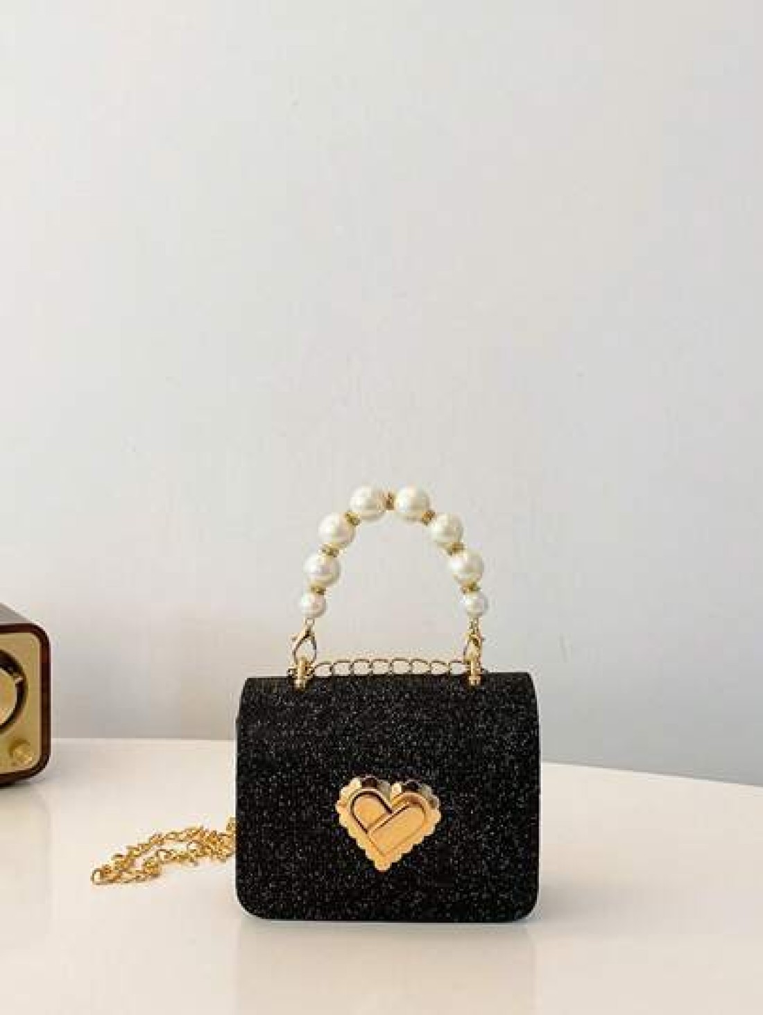 Rhombic Fashion Mini Pearl Chain Handbag Mini Children s Shoulder Bag Square Mini Bag
