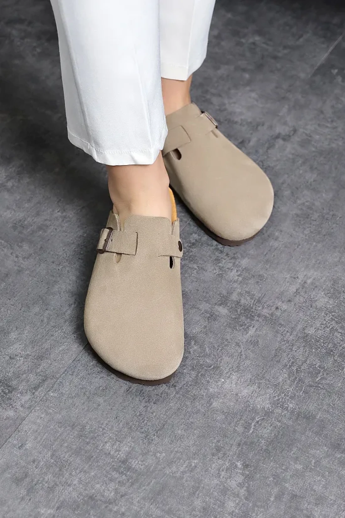 Land of Cork Unisex Suede Snap Closed Slippers - Anatomical Natural Cork Sole, Comfort