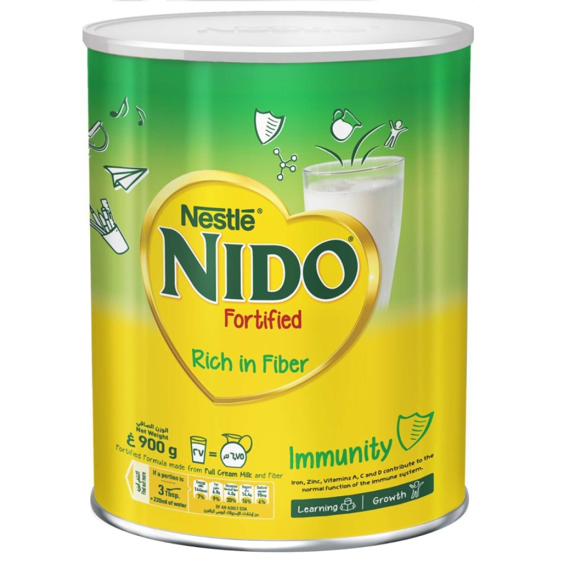 Nestle Nido Fortified Milk Powder Rich In Fiber Pouch 900g