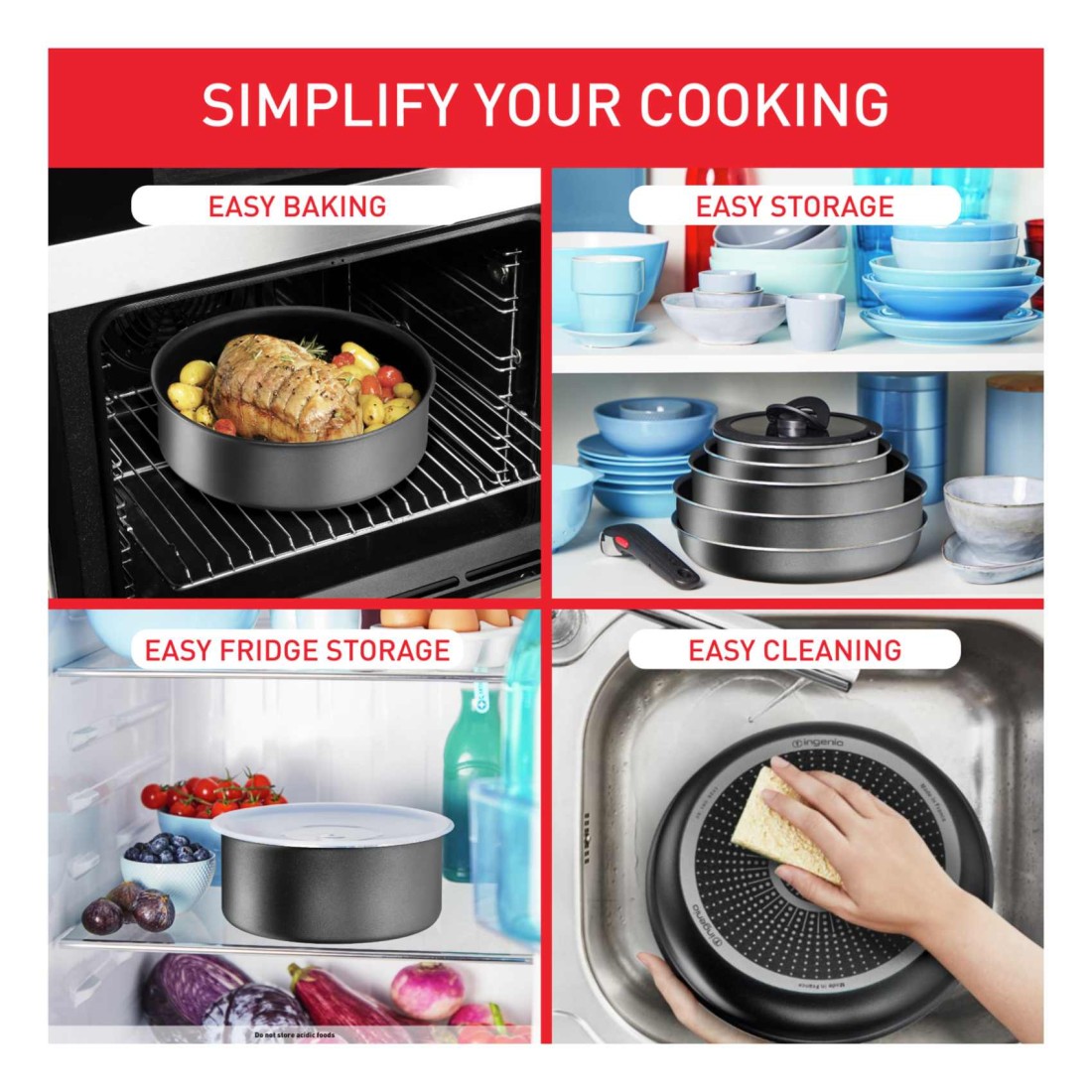 Tefal Ingenio Cook and Clean Cookware Set 7 PCS