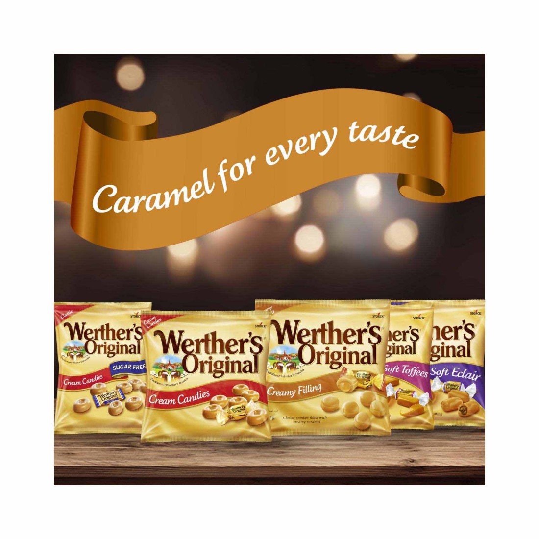 Storck Werther&#39;s Original Soft Chocolate Caramel Toffees, 100g