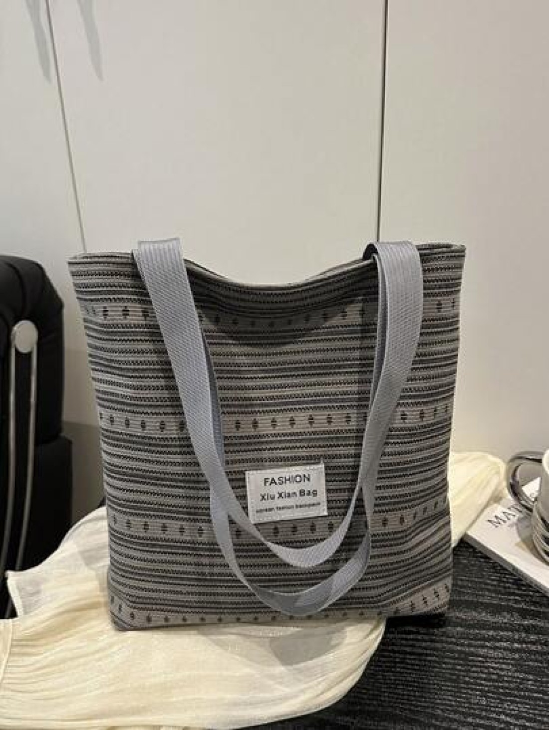 Korean Style Retro Casual Work Tote Bag For Women 2025 New Fashionable Canvas Satchel Shoulder Bag