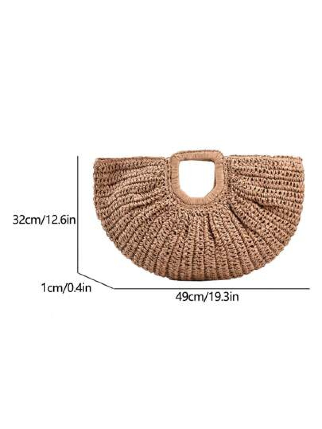 1pc Large Capacity Khaki Tote Bag Woven Straw Open Top Round Bag For Travel Vacation Beach Summer Straw Beach Bag For Women Vacation Essentials Perfectly Matching With Beach Accessories Women