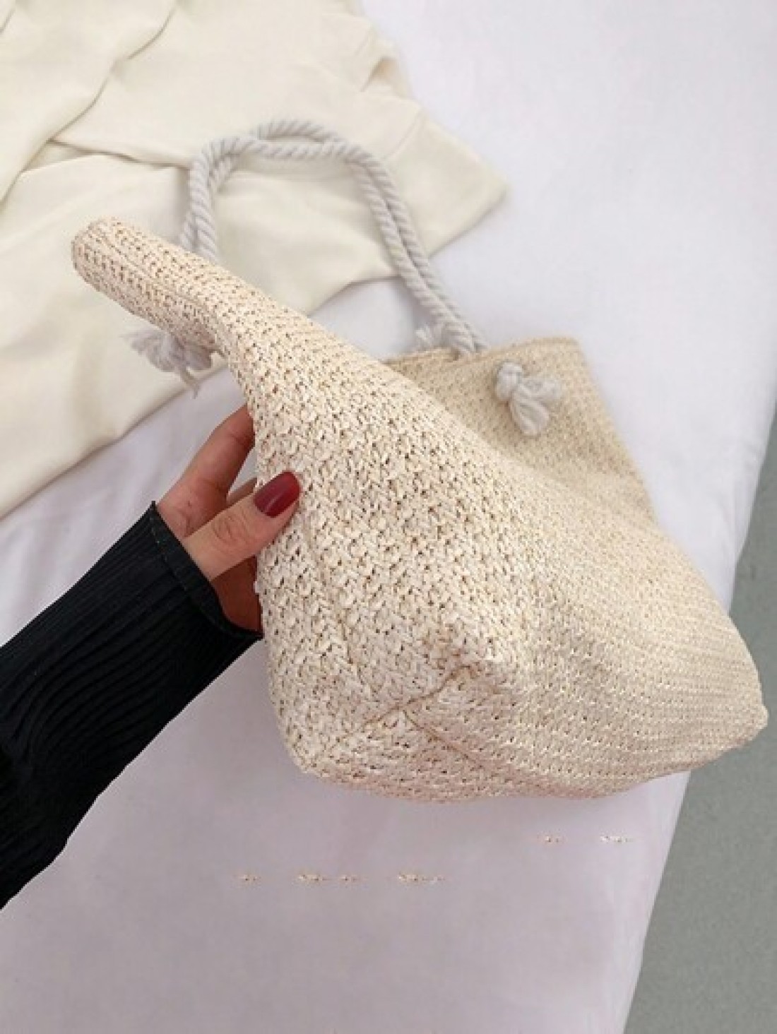 Woven Large Capacity Tote Bag Lightweight Shopping Shoulder Bag Summer Handbag Perfect For Travel Summer Women Bags For Vacation Holiday School Bag Large Capacity Portable For Teen Girls Women College