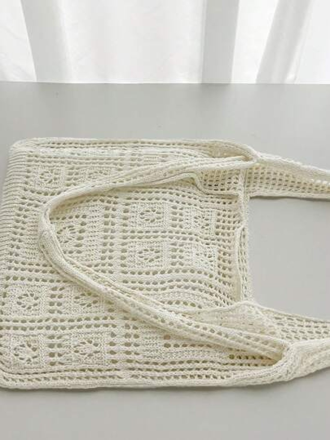 Minimalist Crochet Bag Hollow Out Design Vacation School Bag Large Capacity Portable For Teen Girls Women College Students White Collar Workers Perfect For Work Back To School Middle School High Schoo
