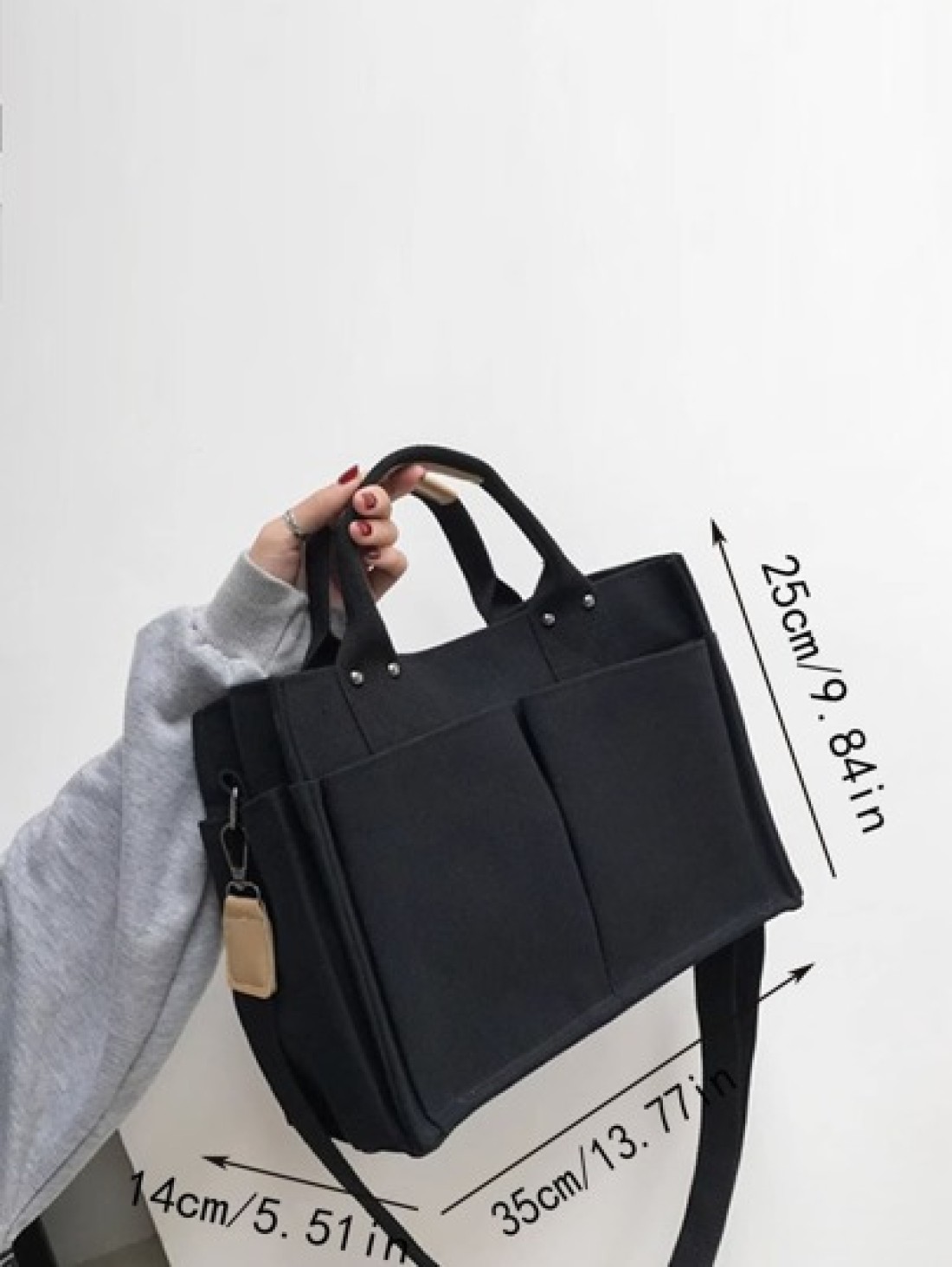 Large Capacity Canvas Tote Bag With Multiple Pockets For Casual Use Simple Canvas Tote Bag Wide Strap Crossbody Bag Multi Pockets Handbag for Travel