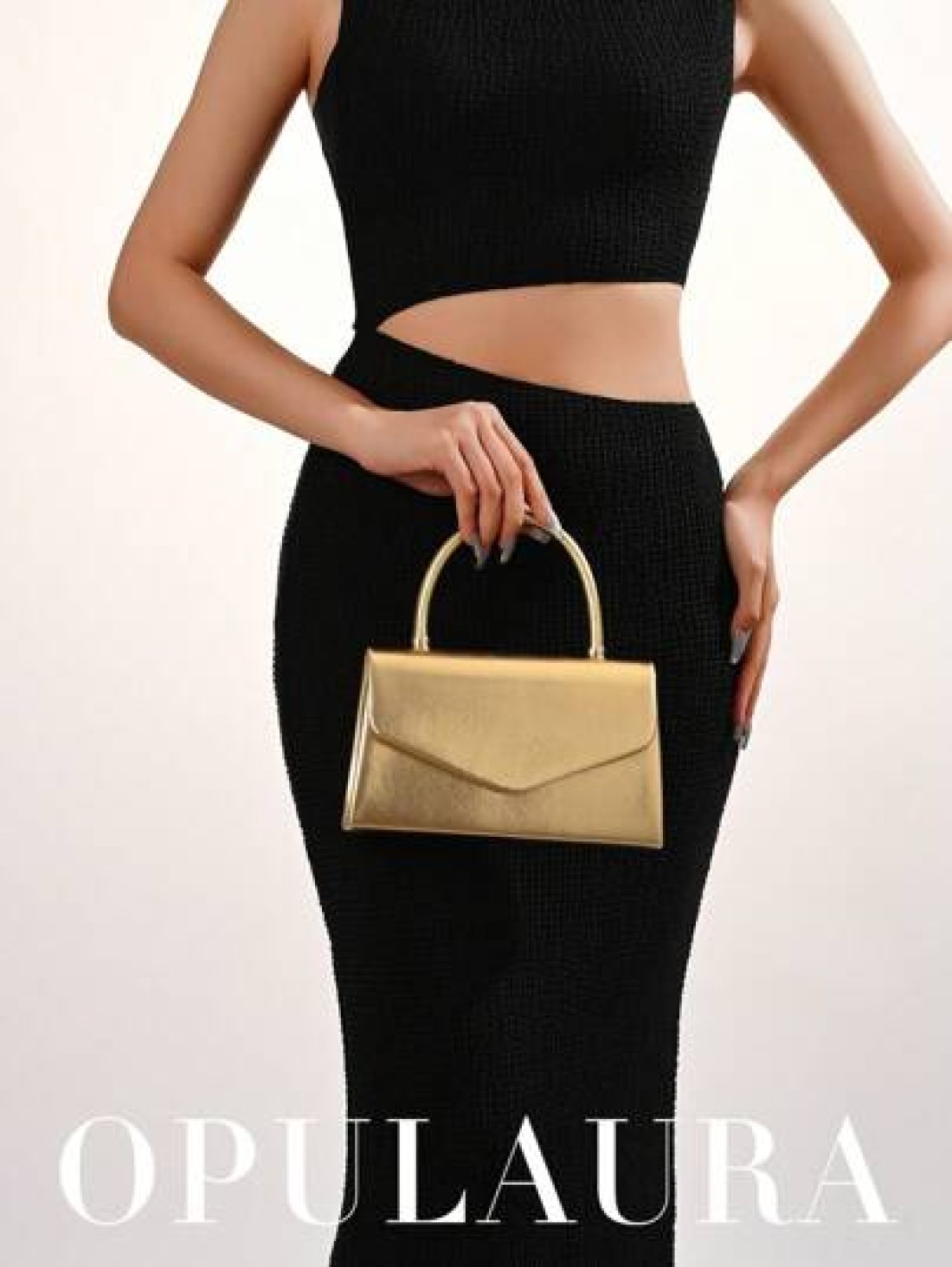 OpulAura Women Luxury Leather Flap Clutch Handbag Formal Party Purse With Metallic Shiny Finish Elegant Evening Bag For Gowns Weddings Formal Events