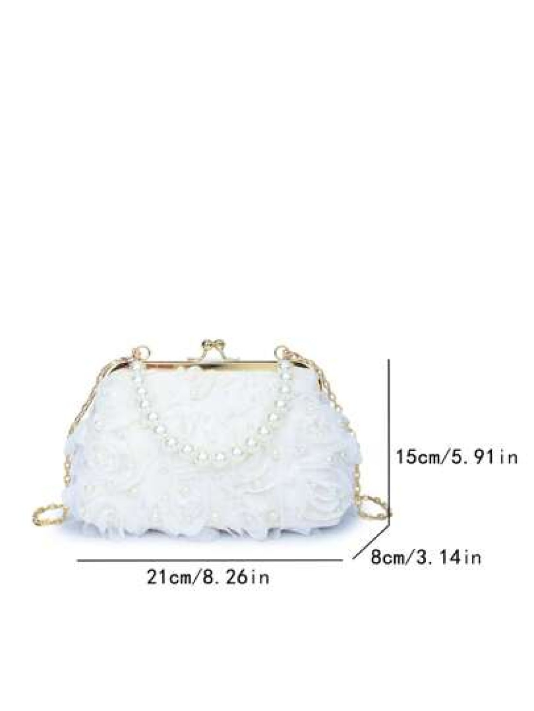 1pc White Romantic Wedding Season 2025 Spring Summer Pearl Net Yarn Flower Clip Pearls Handbag Ladies High End Luxurious Dress Evening Bag Bridal Bag For Wedding Party Banquet Elegant Pearl Bag Exquis
