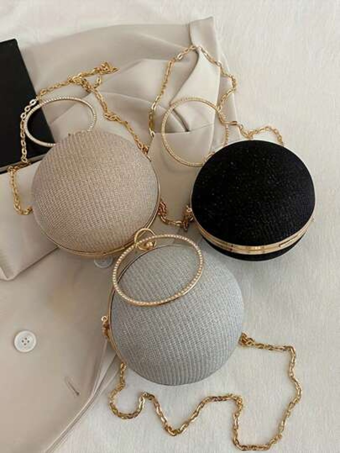 Fashion Shiny Ball Party Clutch Bag Chain Shoulder Crossbody Bag For Women Party Bag Perfect For Party Wedding Prom Dinner Banquet Matching With Holiday Party Dress Evening Dress Sequin Dress