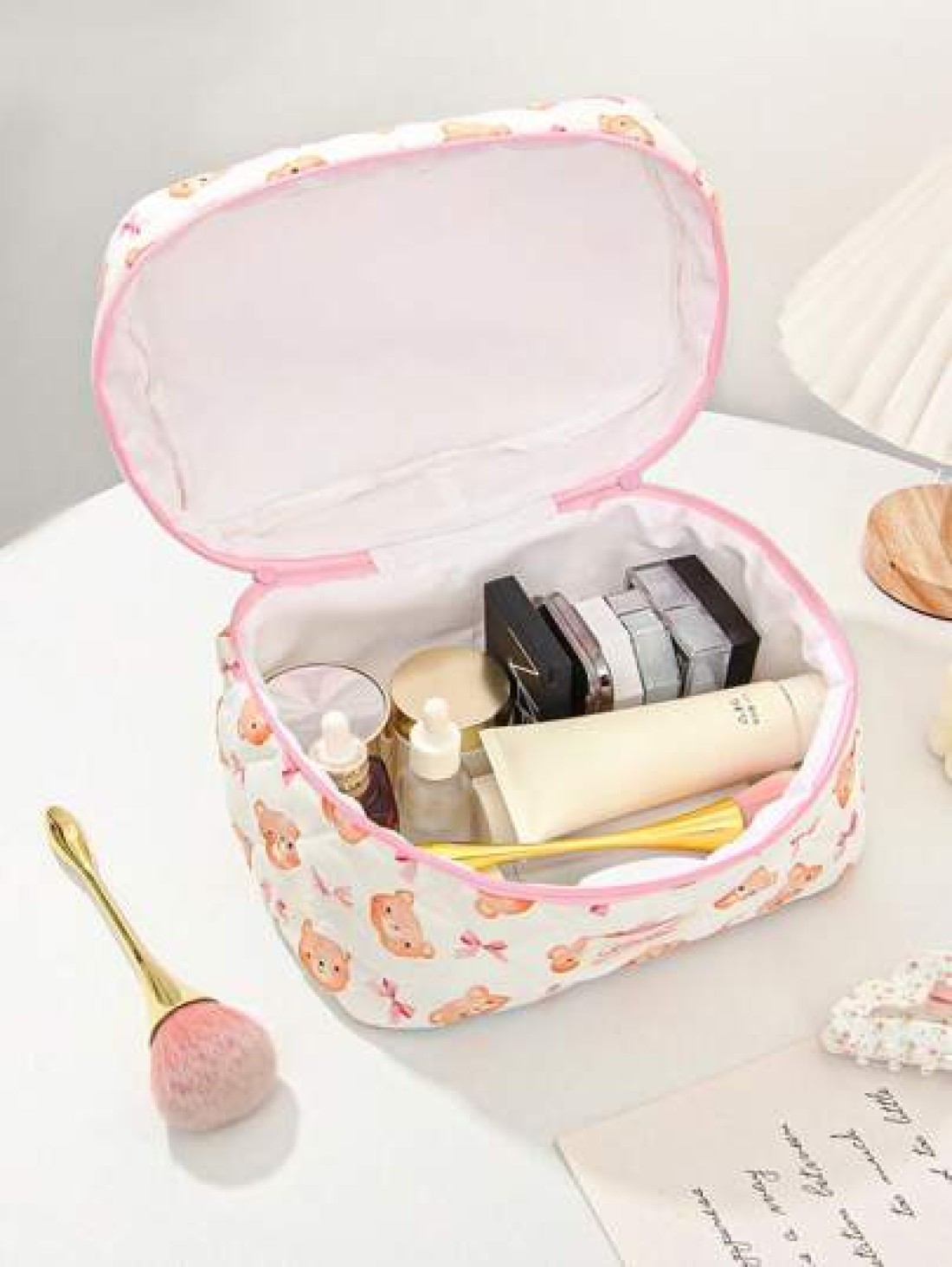 1 Piece Large Capacity Women Makeup Bag Fashion Sweet Style Cosmetic Bag Set Printed Wash Bag Sorting Storage Bag Vanity Organizer Beauty Case Zipper Pouch Makeup Bag Toiletry Bag Versatile Storage Ba