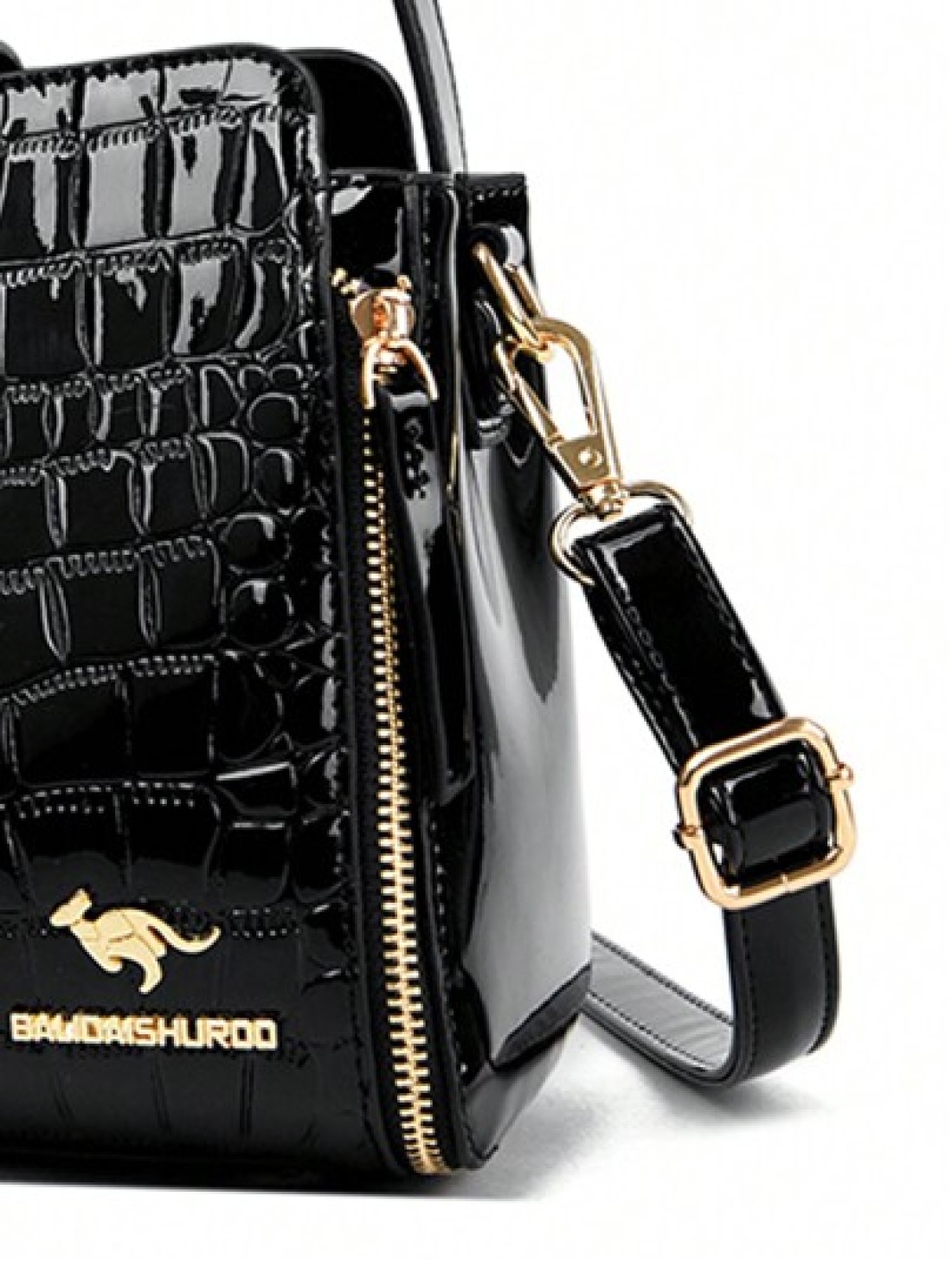 Women Patent Leather Handbag High Quality Lnterior Slot Pocket Leather Bucket Bag Female Shoulder Bag Luxury Brand Crossbody Bag