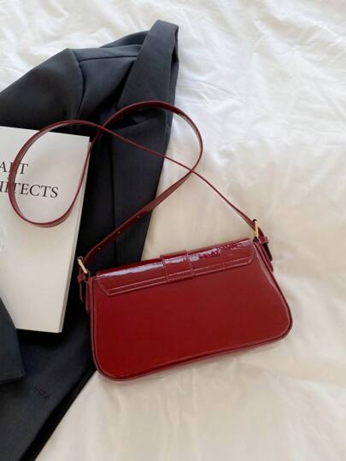 Red Retro Style Faux Leather Square Small Shoulder Bag Versatile For Women Detachable Dual Shoulder Straps Suitable For Girls Ladies Students Office Workers Commuting Outdoor Matching Ankolal Red