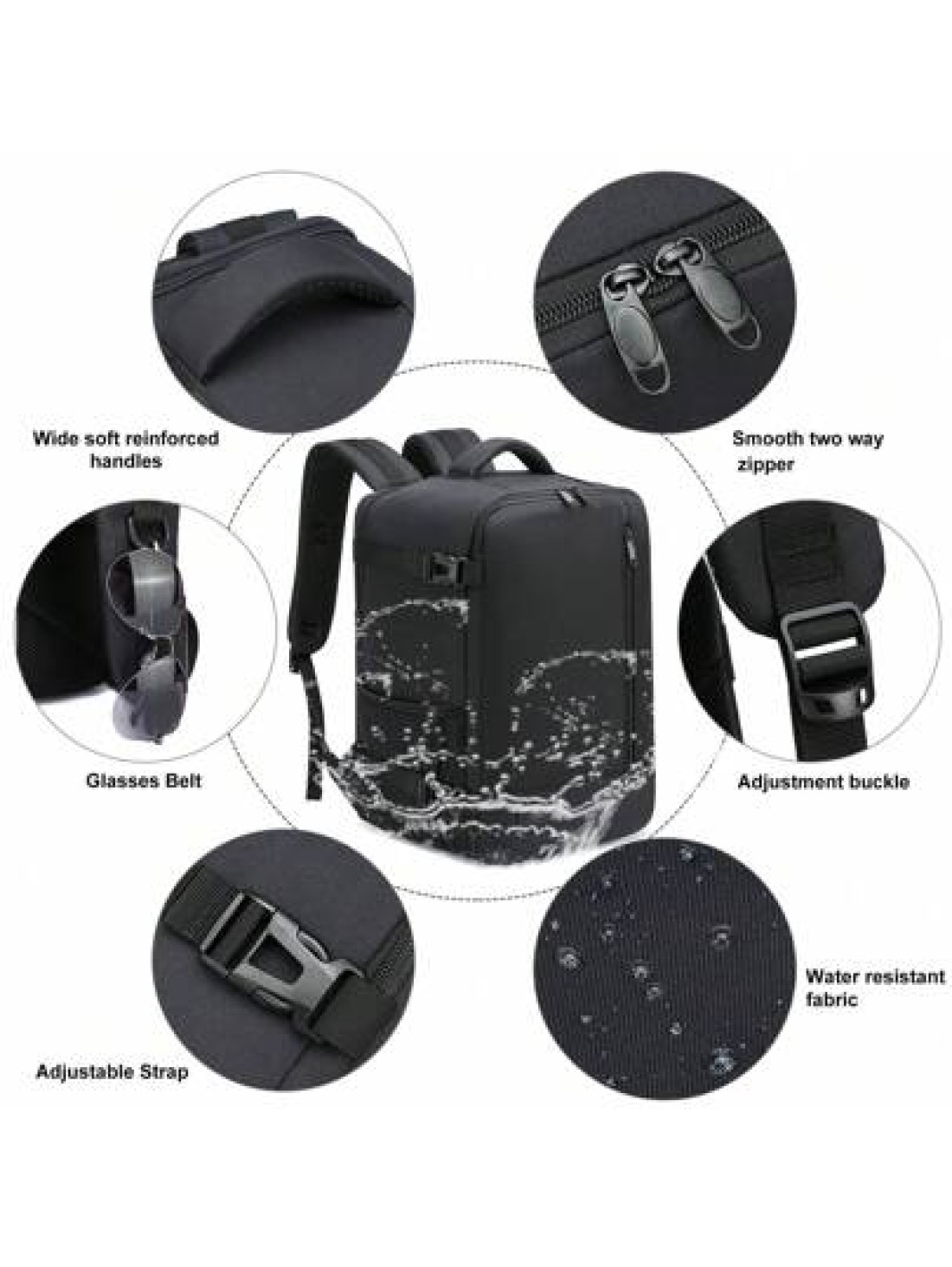 EZUOLA 40x20x25 Cm Handbag Luggage Lightweight Waterproof Travel Bag With Laptop Compartment Suitable For Men Women Students Business People School Gym Travel Business Black And Blue Holiday Essential