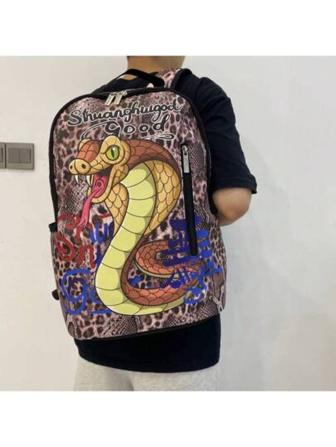 Fashionable Snake Print Backpack Large Capacity With Pockets Unisex Essential For Valentine s Day Autumn Winter Travel And Holiday