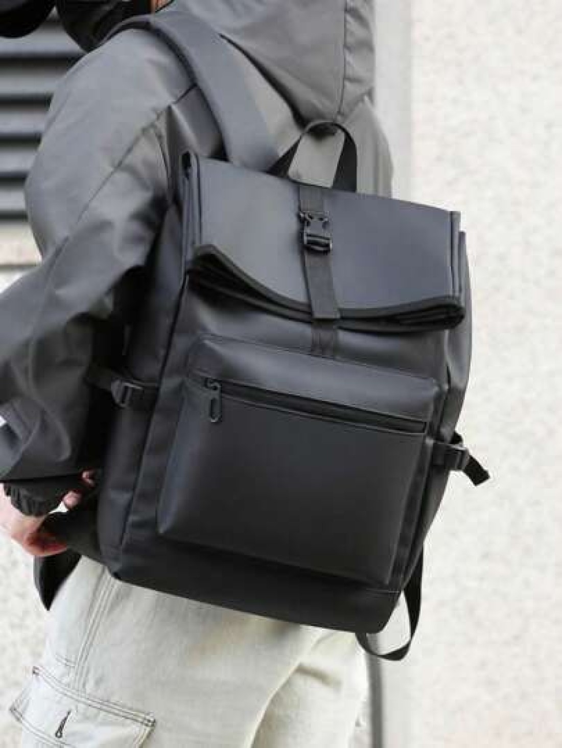 New Black Waterproof Flap Cover Backpack For Men Business Travel Commute Office Laptop Bag Leisure Outdoor Fitness Bookbag Middle School Student Gift Bag
