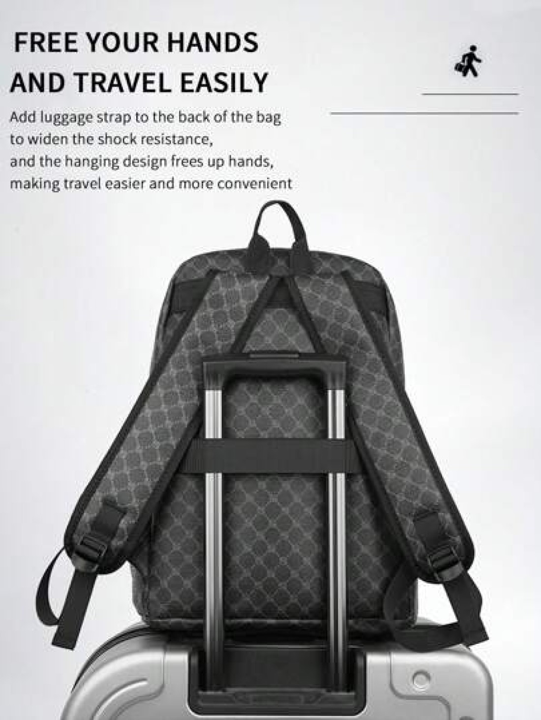 Large Capacity Printed Retro Backpack Unisex Fashion PU Leather Business Laptop College School Bag