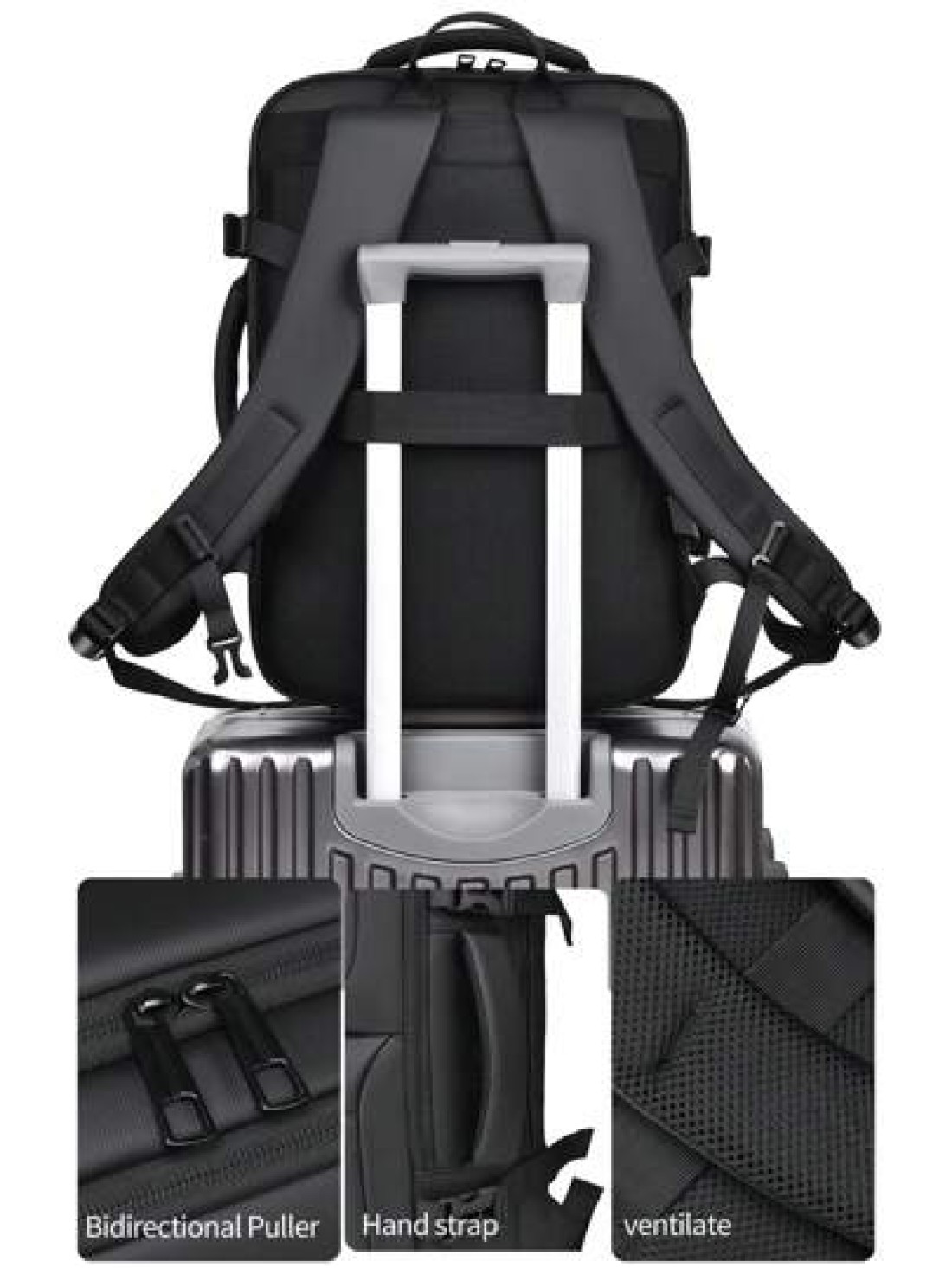 1pc Expandable Large Capacity Travel Backpack Outdoor Beach Bag School Student Backpack Weekend Overnight Bag With Wet Dry Separation Multiple Pockets Scratch Resistant Water Resistant Fabric Holiday