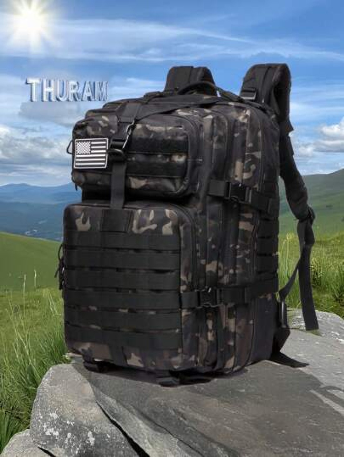 50L 1000D Nylon Water Proof Trekking Fishing Hunting Bag Backpack Outdoor Rucksacks Ruck Sack Travel Camping Weekend Large Capacity Carry On Utility Gift Bag Water Proof Camping Multi Functional Vacat