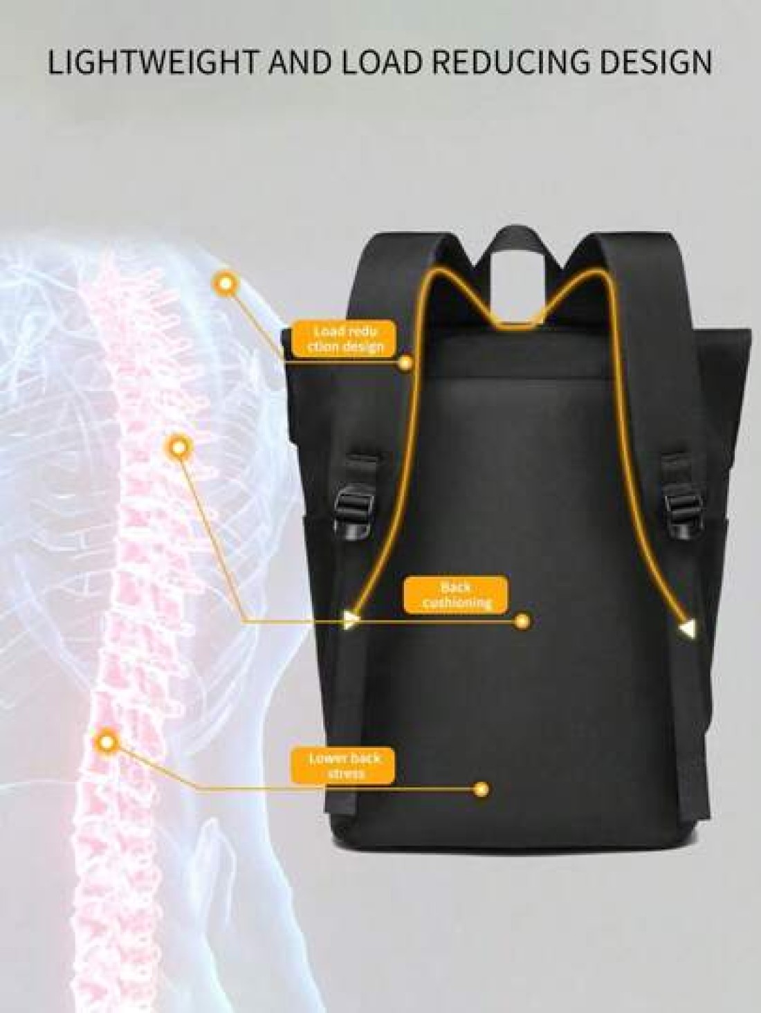 1pc Men s Backpack New Fashion Roll Top Flap Double Strap Backpack Large Capacity Business Casual Sports Outdoor Travel Waterproof Nylon Solid Color Music Festival Gift