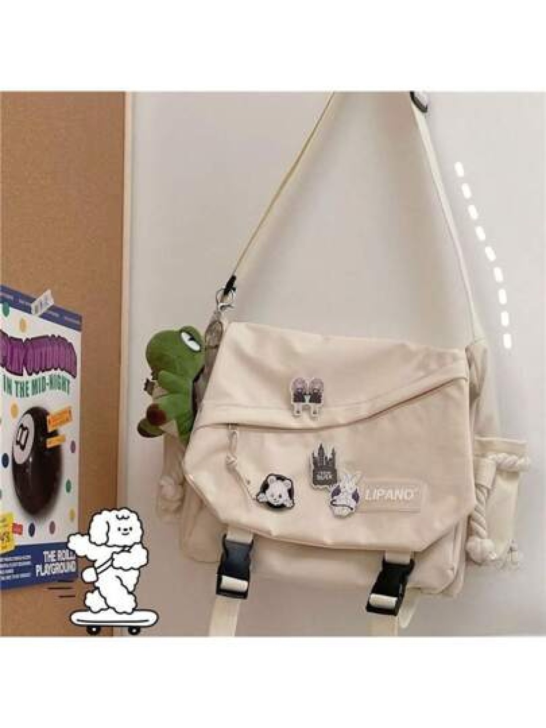 1pc Japanese Harajuku Style Solid Fashionable Casual Large Capacity Women Crossbody Bag High Shool Girls Messenger Bag For Class Teens Girls Boys Street Campus Crossbody Bag For University High Shool