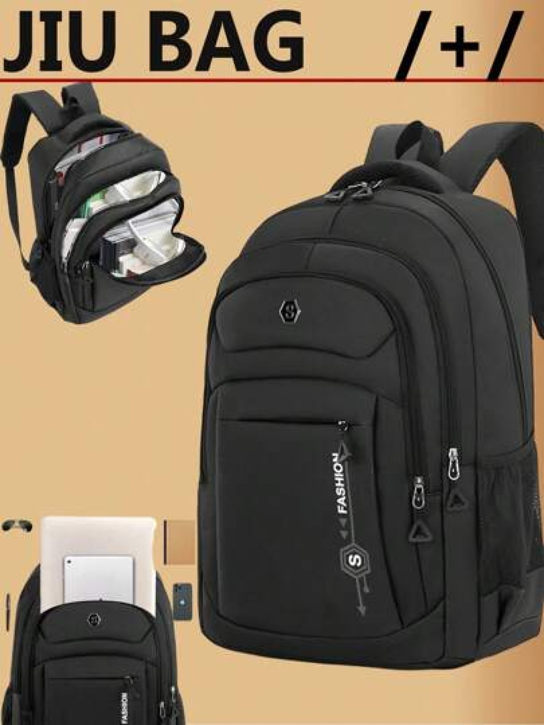 Leisure Sports Style Nylon Backpack Can Hold 15 6In Computer Bag Large Capacity School Bag Lightweight Multi Functional Travel Bag Convenient Storage Day Bag Fashion Business Trip Bag Suitable For Stu