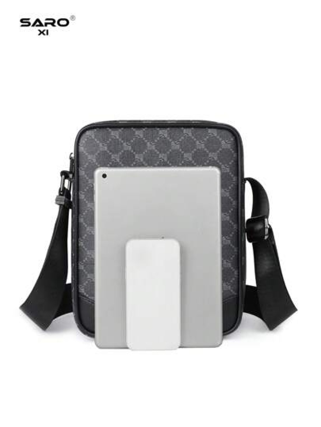 Men s Slanted Shoulder Bag With Side Pocket Crossbody Bag Shoulder Bag Square Bag Multi Function Suitable For Commuting PVC Casual Bag Simple Style Black Floral Gift For Men Boyfriend Luxury Bags