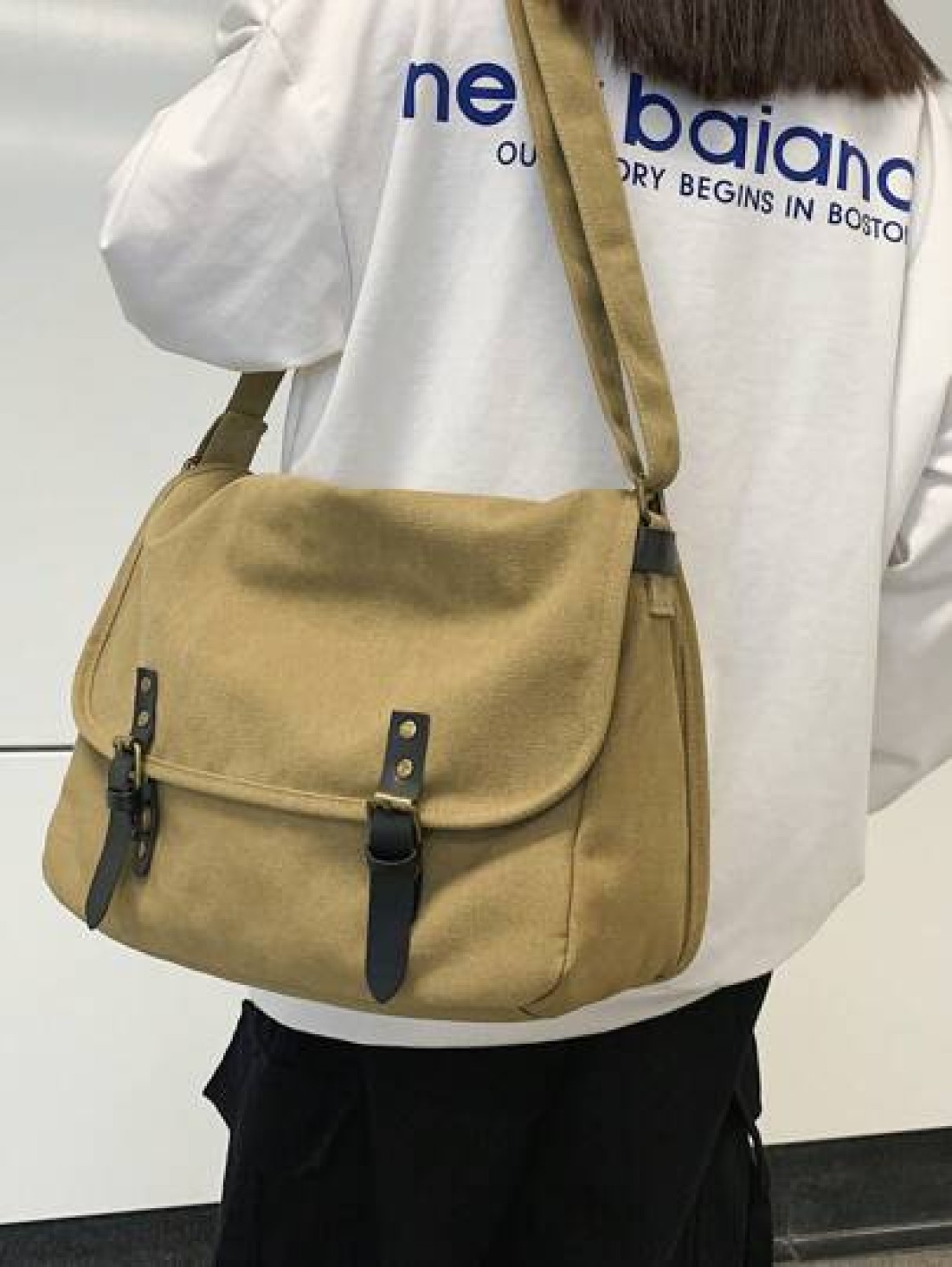 peach tree Retro Solid Canvas Shoulder Bag Peach Tree