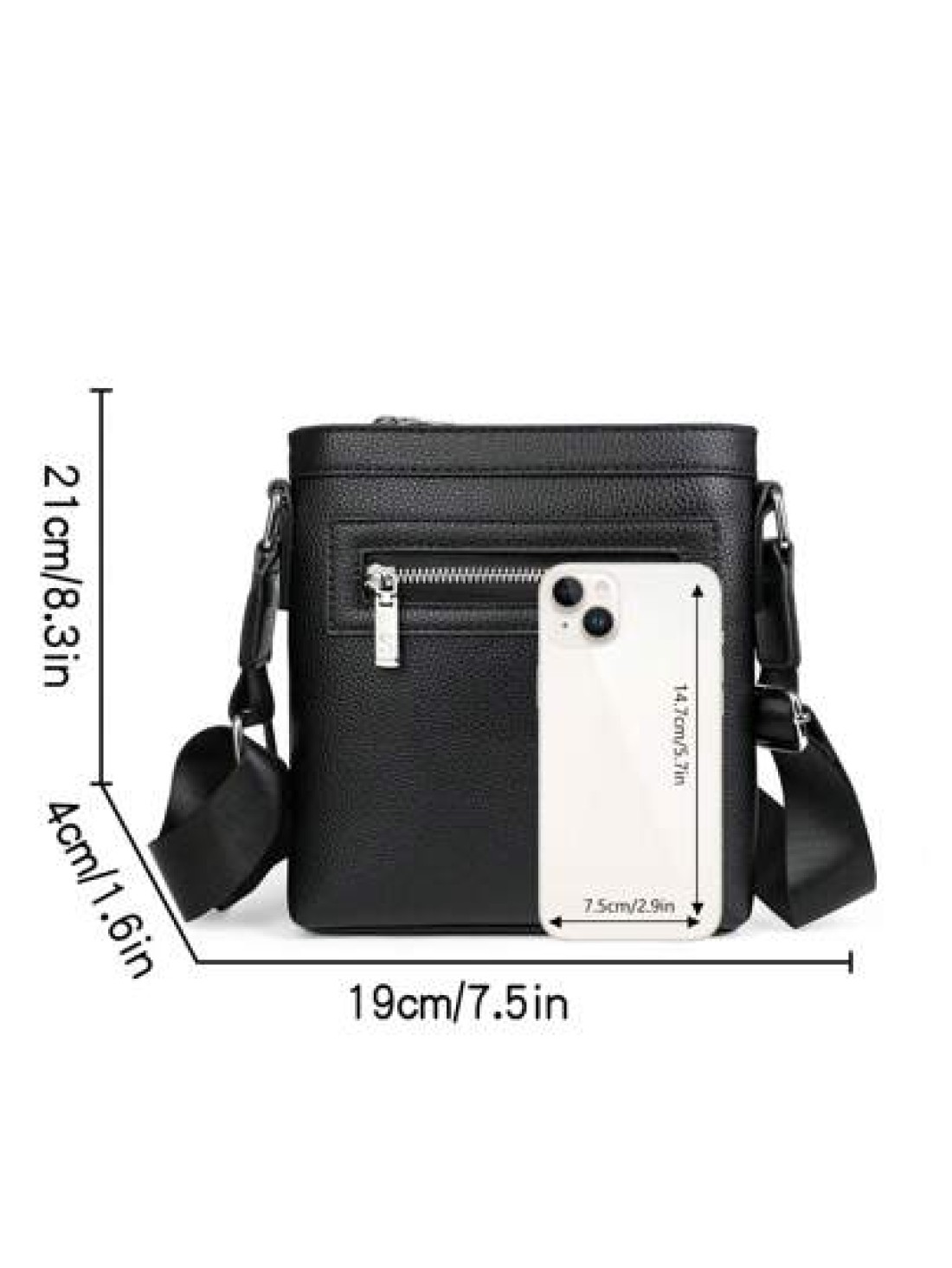 1pc Versatile Crossbody Bag For Men Durable PU Leather Shoulder Bag With Side Pockets Simple Stylish Design Suitable For Commuting Black Brown Great Gift For Boyfriend
