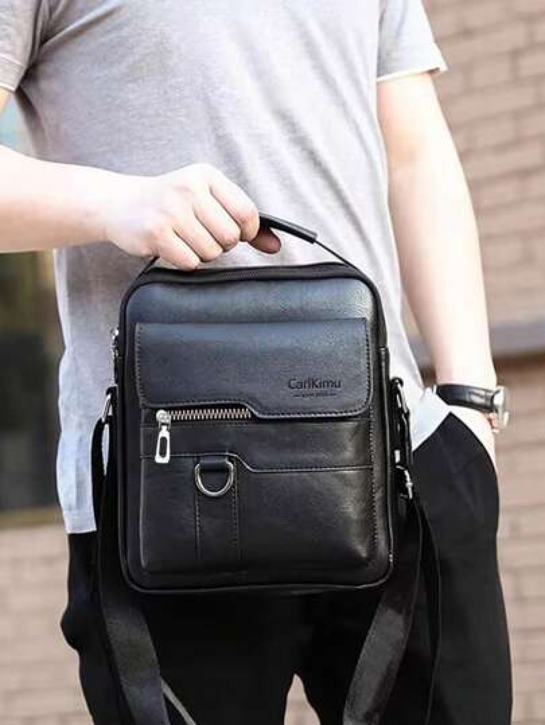 Men s Handbag Men s Shoulder Bag Retro PU Leather Vertical Hand Business Casual Bag Schoolbag