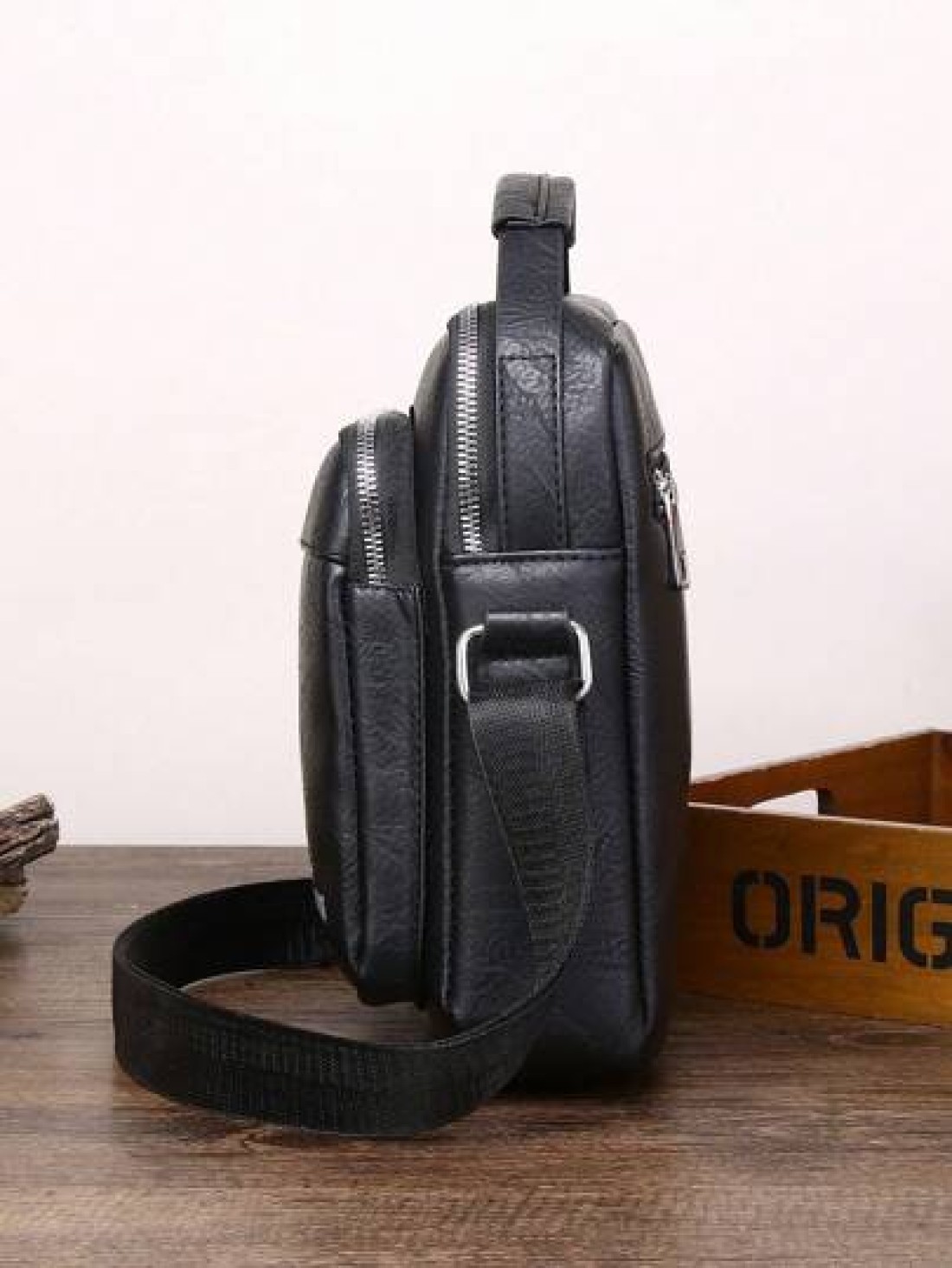 HOVI S Men s Fashion Slim Crossbody Bag Stylish Ultra Thin Business Casual Commuter Shoulder Bag With Flap Multi Compartment Large Capacity Multi Functional Messenger Bag For Men