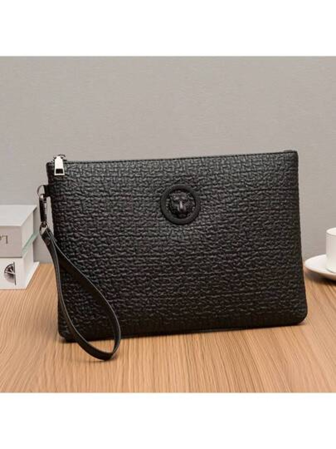 Men s PU Embossed Clutch Wrist Bag