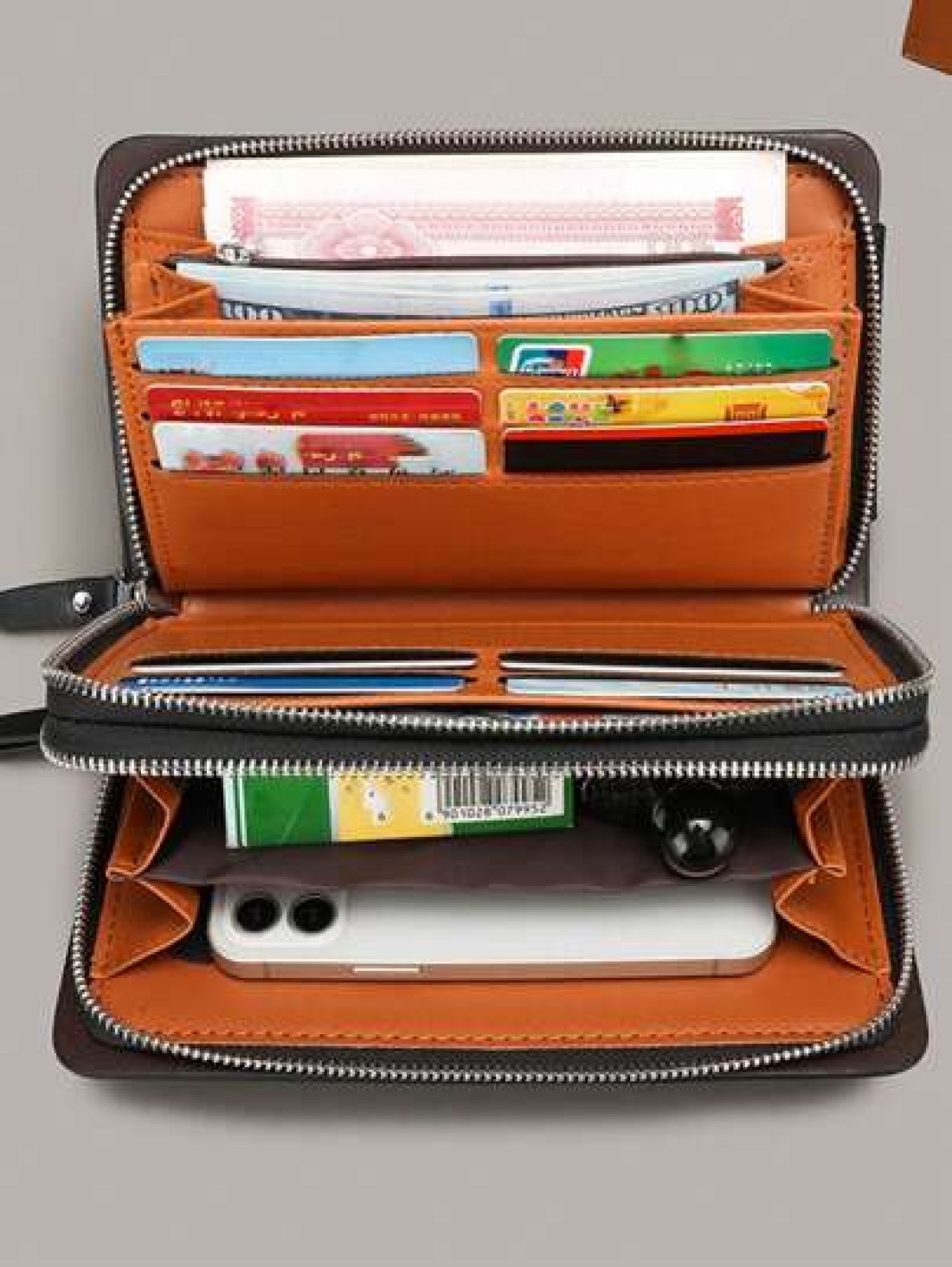 gorchis New Crocodile Pattern Clutch Bag Multi Card Slots Double Zipper Multifunctional Handheld Wallet Long Purse Phone Bag Business Casual Black Clutch Summer Dad Freshman For Books Travel Winter Ho