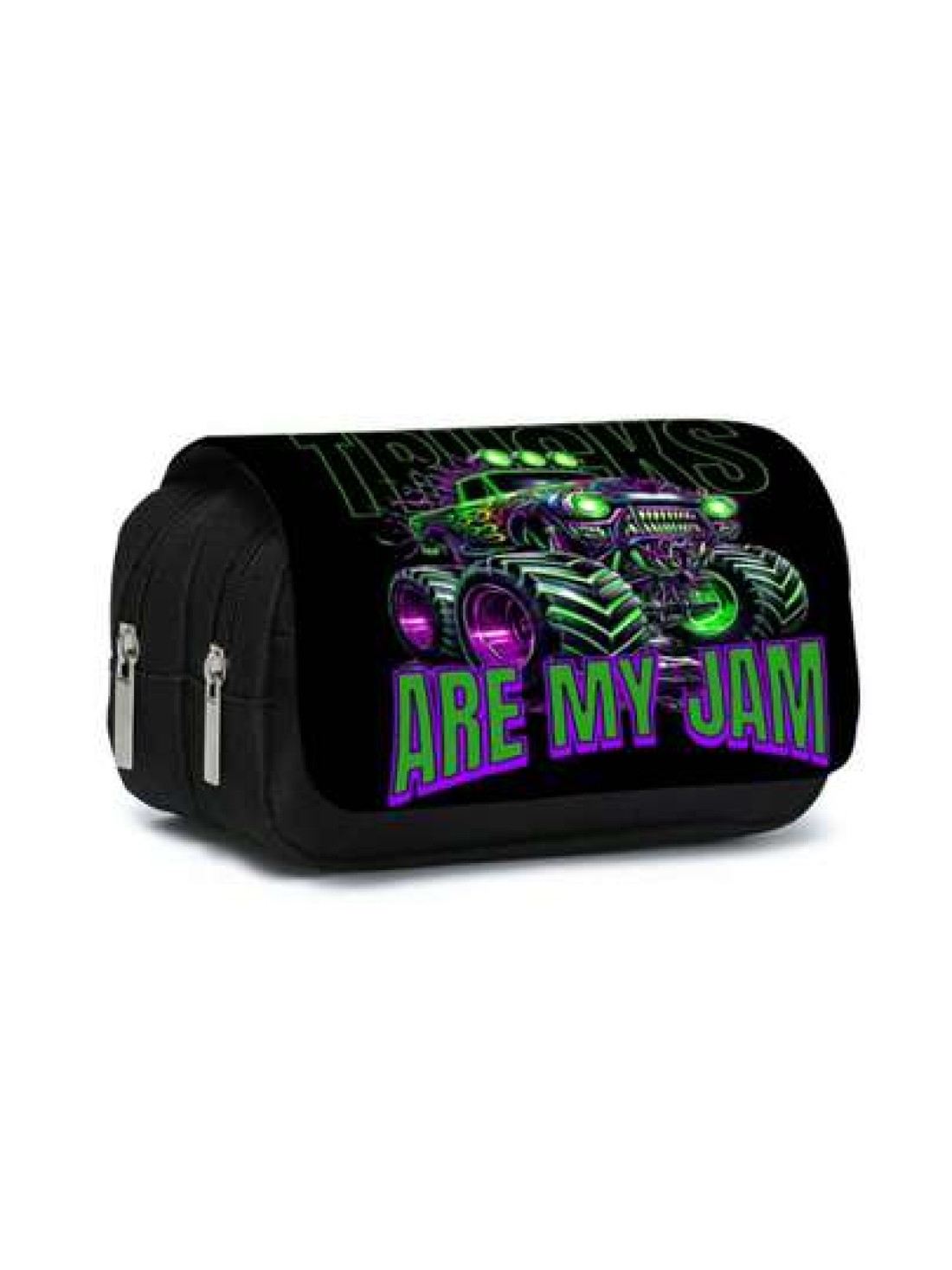 Truck Pattern Printed Double Layer Flip Pen Bag