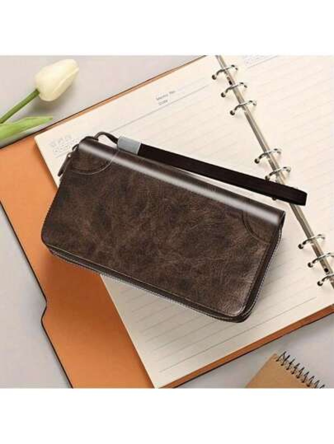 Hot New Retro Large PU Leather Wallet Double Zipper Clutch Long Leather Phone Purse Business Hand Clutch Bag Card Holder Travel Must Haves Wristlet Wallet Purse Essential Items Men Christmas Gifts Gif