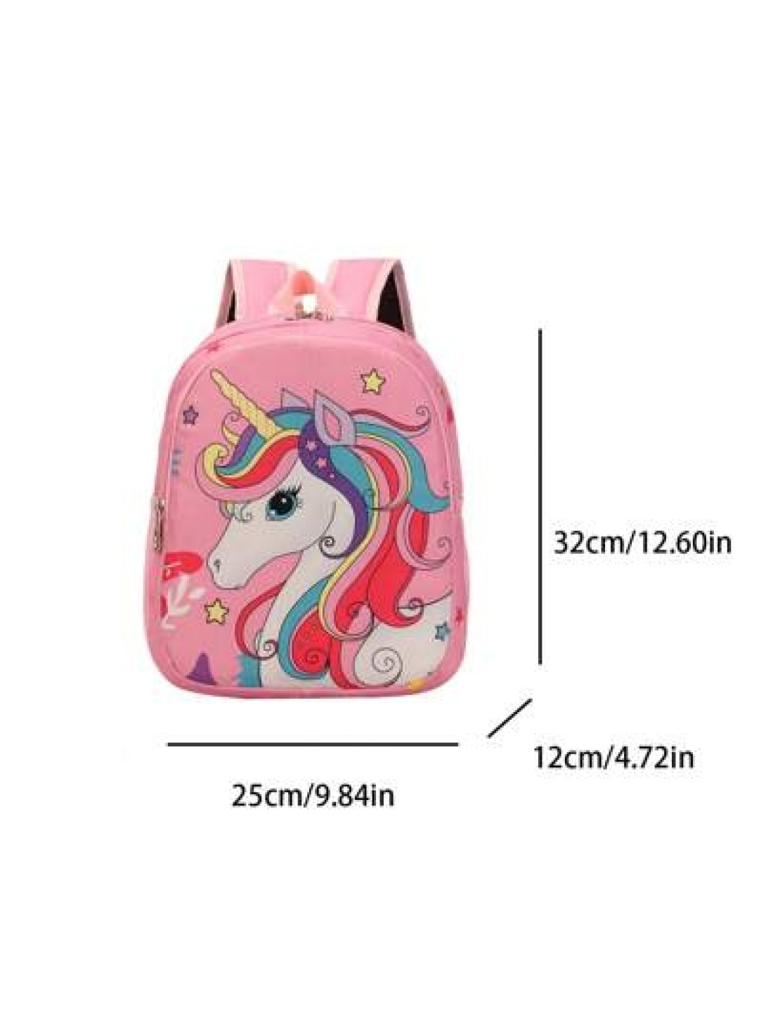1pc Cute Backpack Nylon Cloth Double Zipper Closure Summer New Style Pink Rainbow Unicorn Schoolbag Fashionable Cartoon Backpack Comfortable Shoulder Strap Large Capacity Multifunctional Suitable For