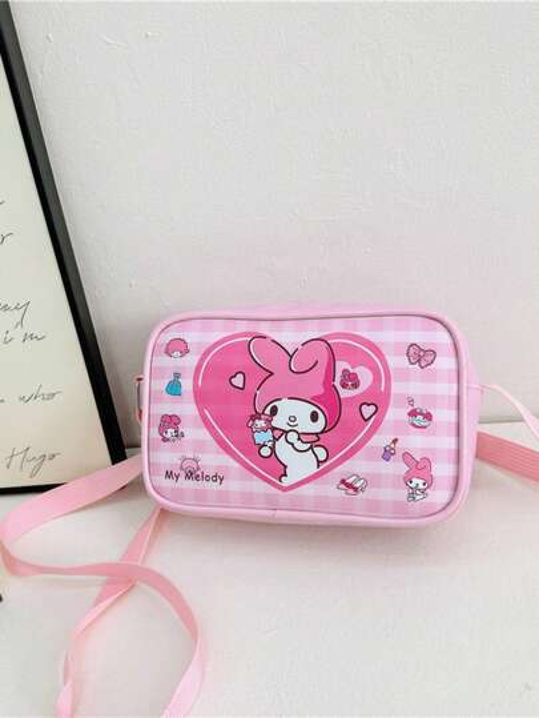 Sanrio قطعة واحدة حقيبة كتف صليب صغيرة للبنات بتصميم Kuromi وCinnamoroll من جلد البولي يوريثان، حقيبة مربعة للأطفال