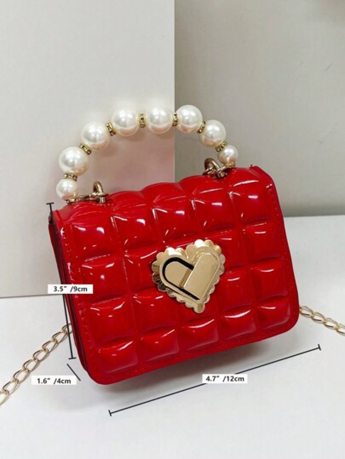 Mini Faux Pearl Decor Quilted Chain Crossbody Bag Quilted Square Bag With Faux Pearl Top Handle Chain Shoulder Purse Gift Holiday Vacation Perfect Fit Perfect For Shopping Traveling Fashionable Simple